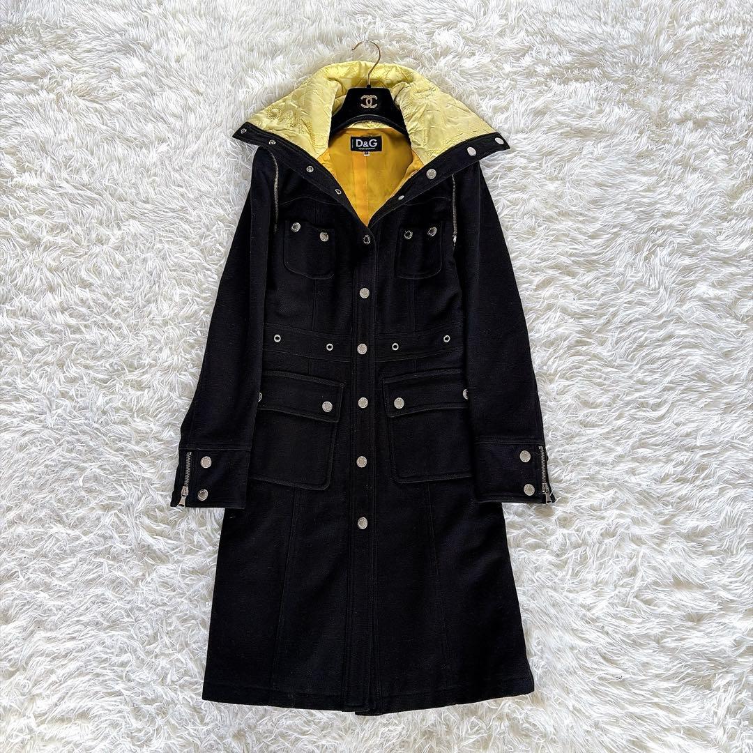 希少✨【D＆G】2wayヴィンテージ スナップボタン デザイン ロングコート 黒