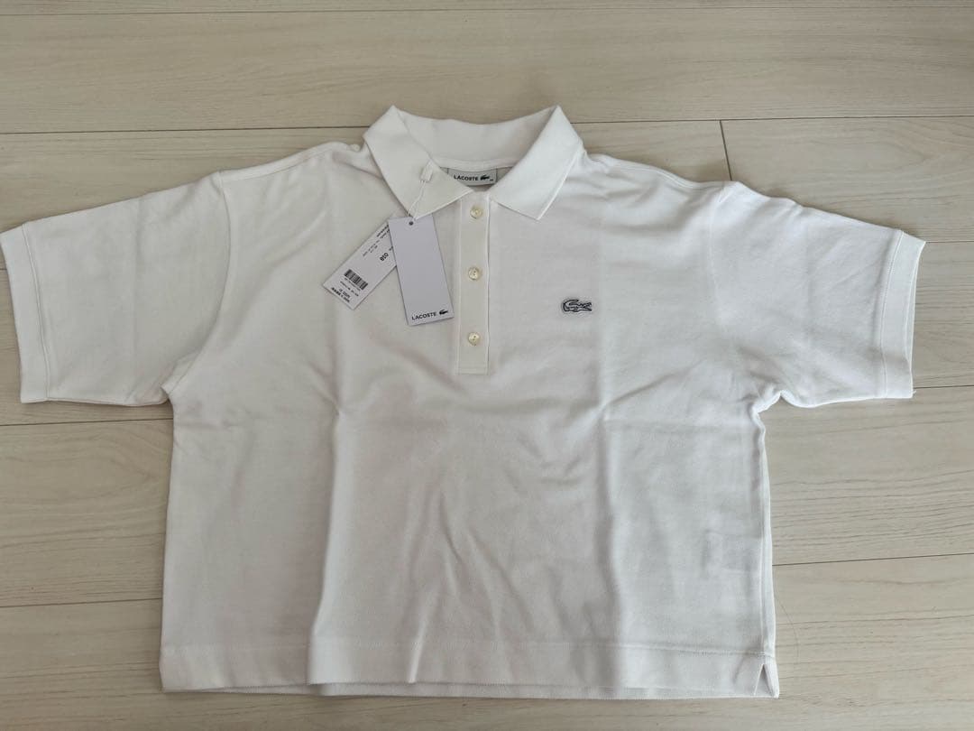 ラコステ　鹿の子 ワイド クロップド丈 半袖　ポロシャツ　LACOSTE