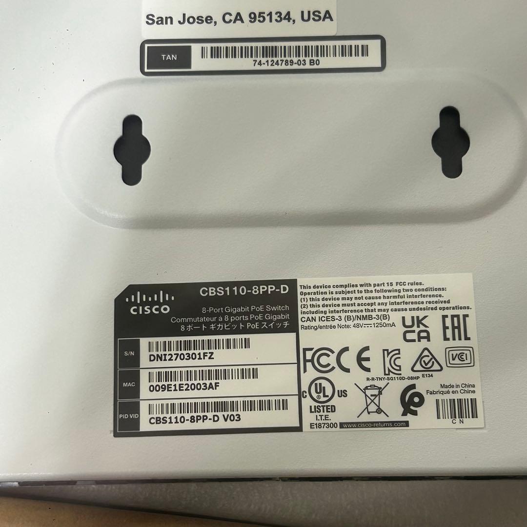 美品 Cisco 8ポートPoE スイッチ CBS110-8PP-D