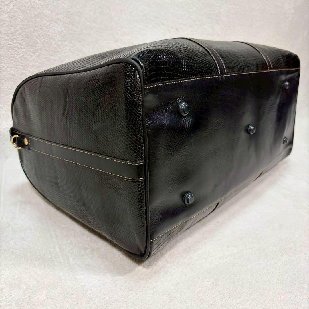 【美品✨】JRAマーク　黒　リザード革　ボストンバッグ　ショルダー　2way