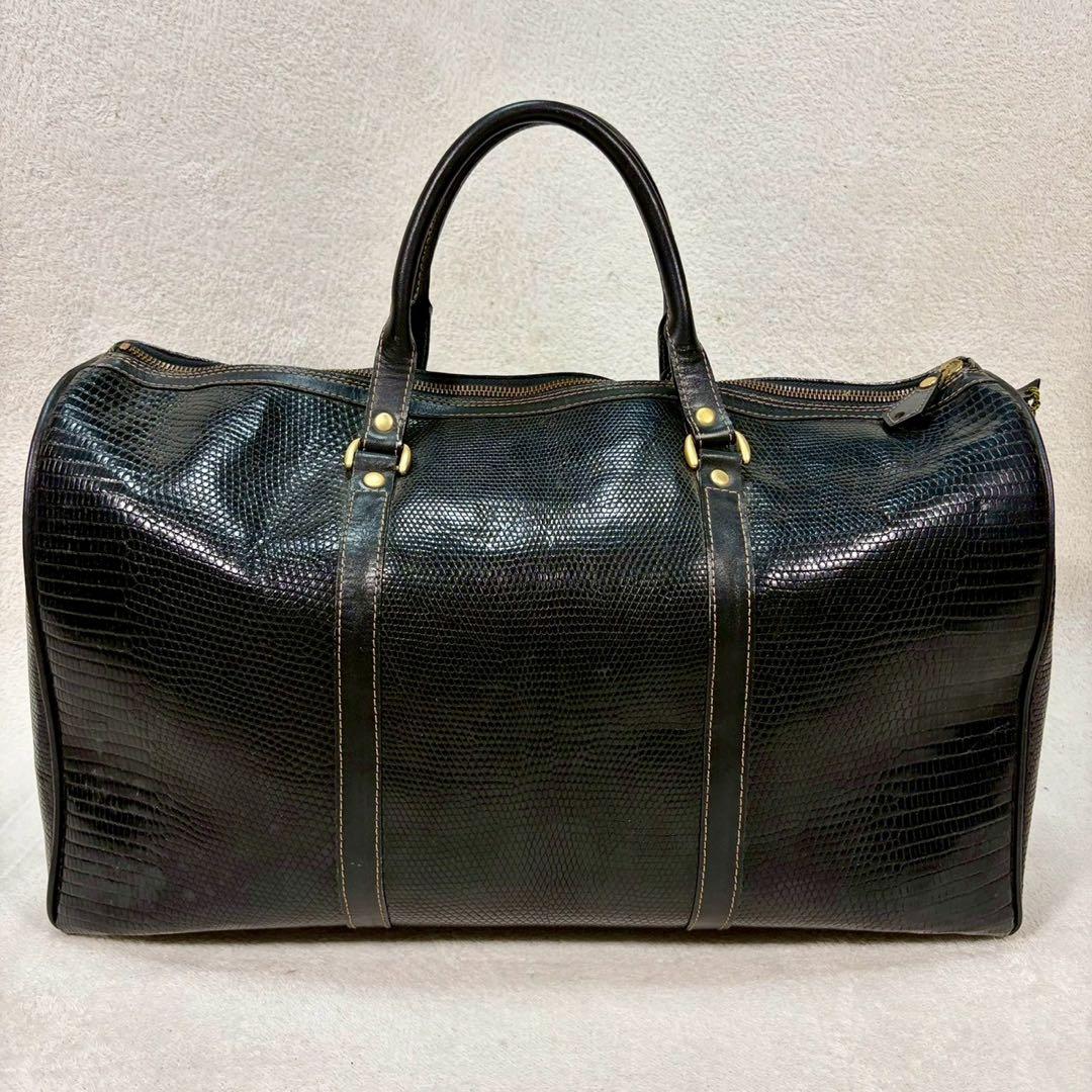 【美品✨】JRAマーク　黒　リザード革　ボストンバッグ　ショルダー　2way