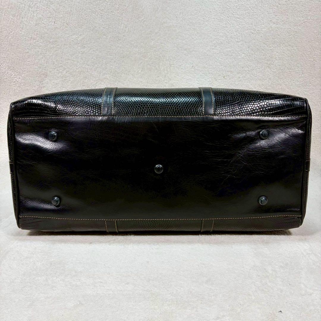 【美品✨】JRAマーク　黒　リザード革　ボストンバッグ　ショルダー　2way