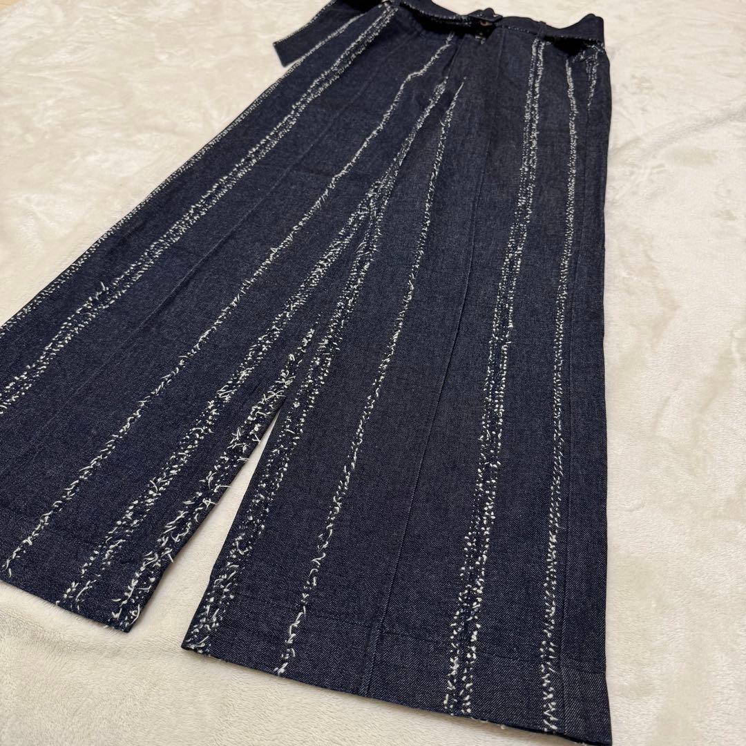 Ameri アメリ NEEDLE STRIPE DENIM PANTS 25 Ｍ