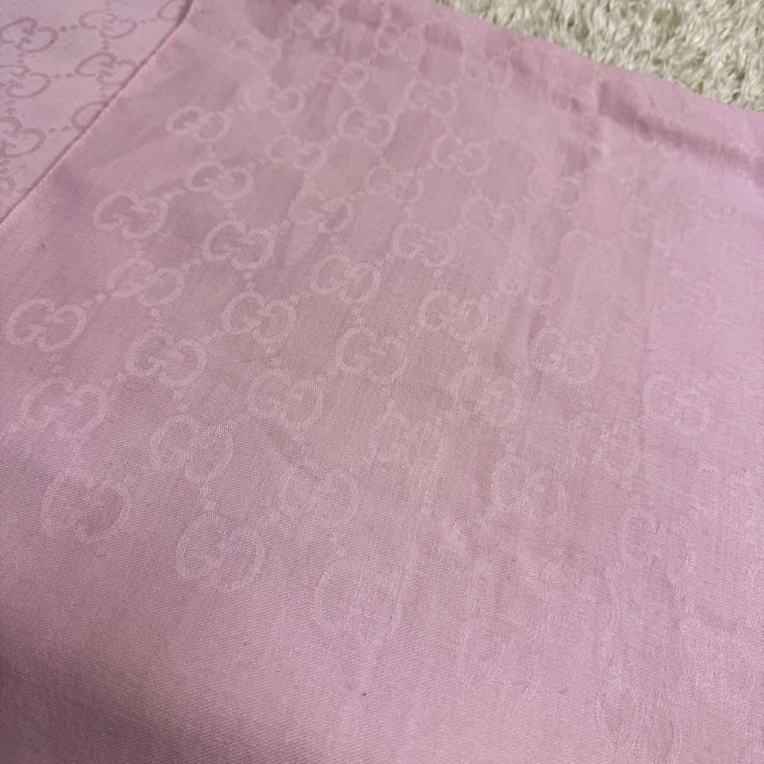 美品　グッチ　GG柄　シルク　ウール　ストール　45cm×175cm　ピンク
