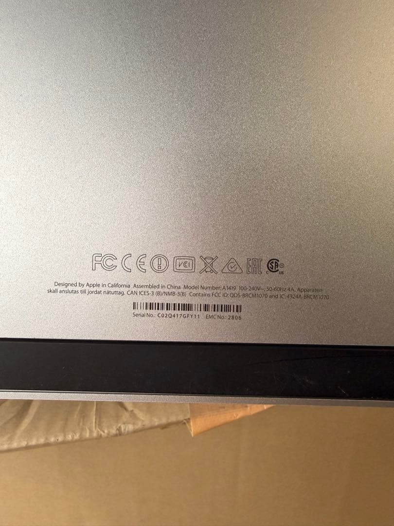 Apple iMac 27インチ 2014年製 A1419