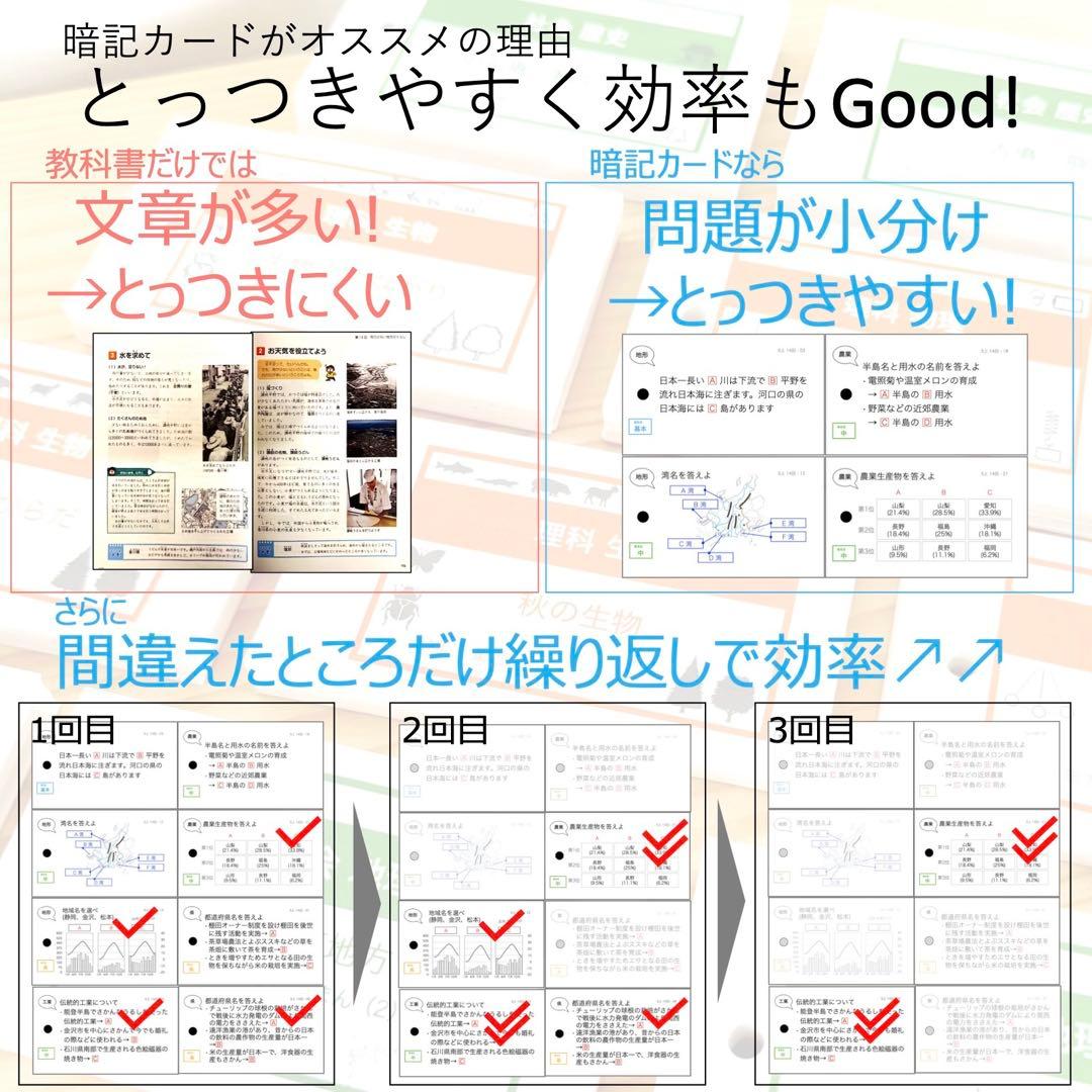 中学受験 暗記カード【6年上 理科 10-17回】予習シリーズ 組分けテスト対策
