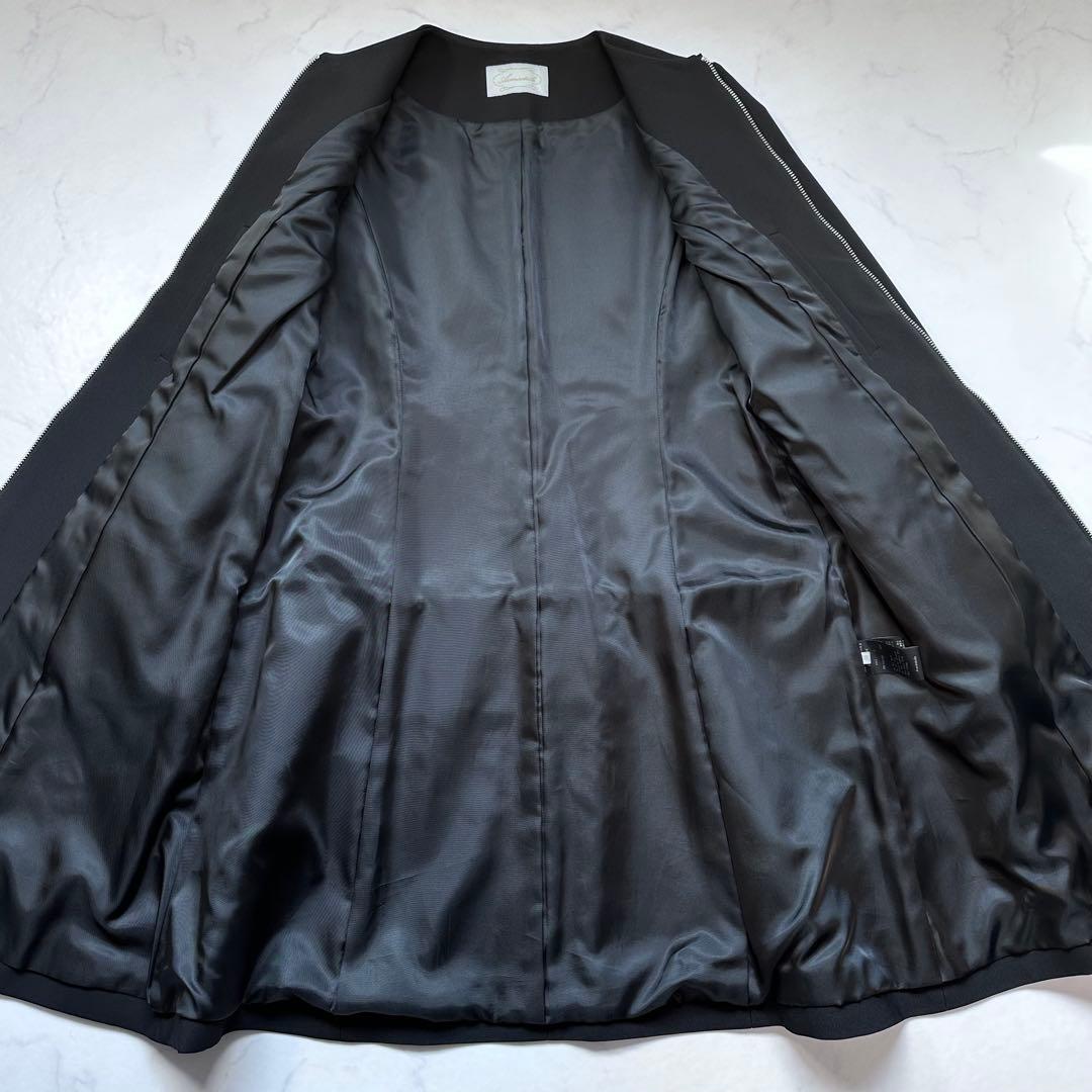 近年 完売品◎アベニールエトワール フリルノーカラーコート ダブルジップ 黒36