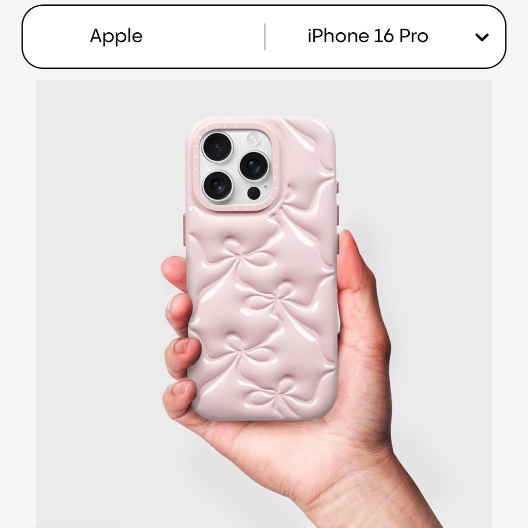 iPhone 16 Pro用リボン模様シリコンケース