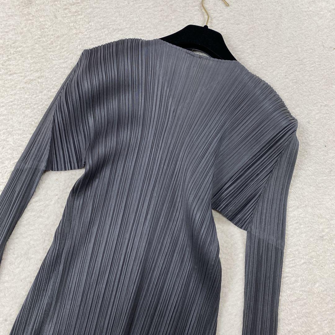 美品 ISSEY MIYAKE プリーツプリーズ カーディガン グレー3
