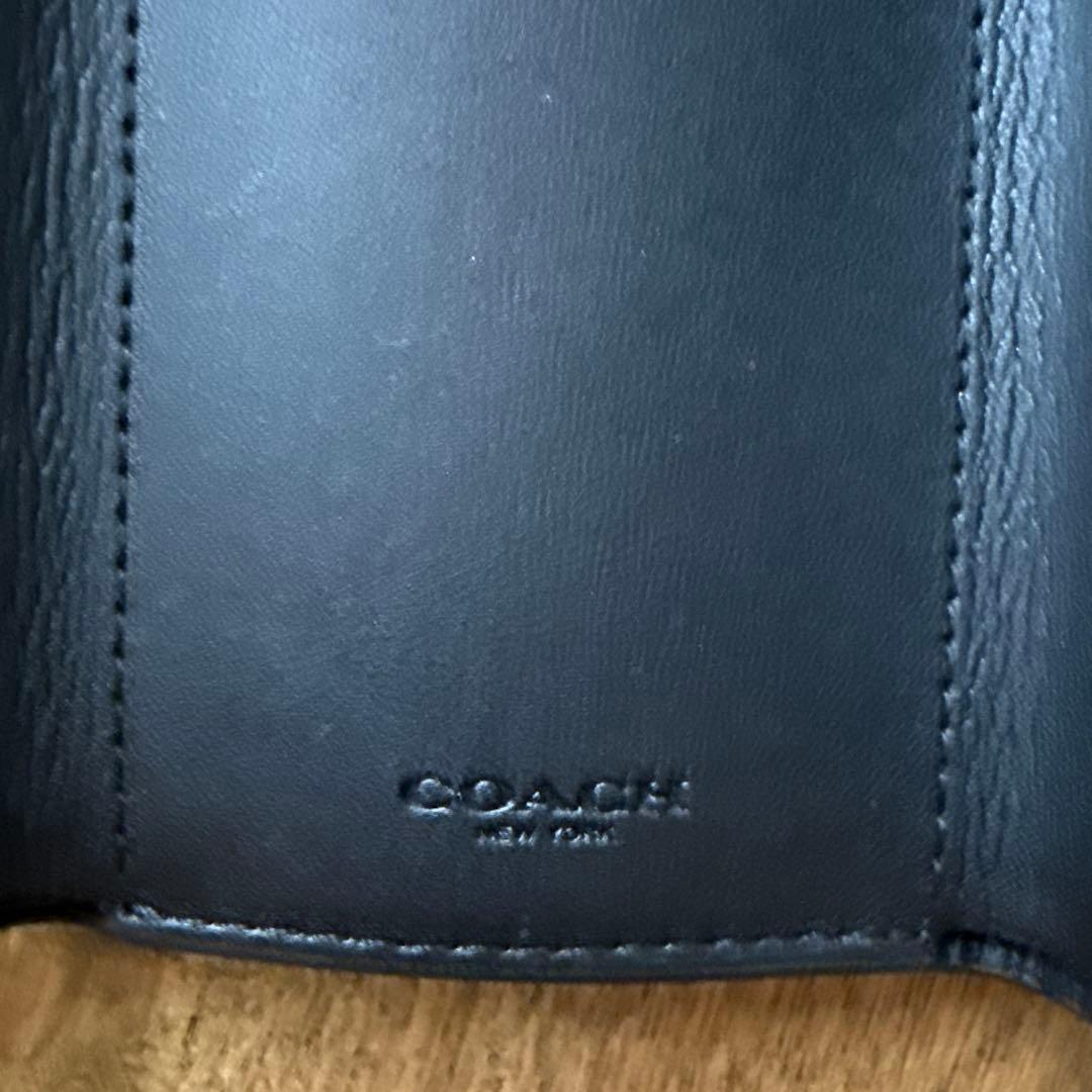 COACHブラックレザー三つ折り財布