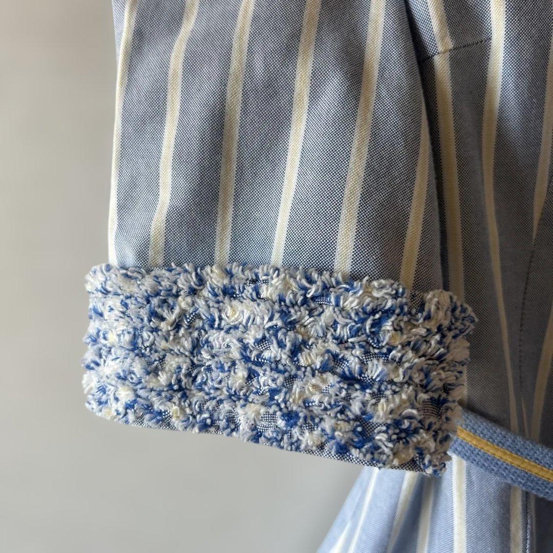 BURBERRY シャツワンピース ストライプ ベルト付き(希少)ロゴ刺繍 38