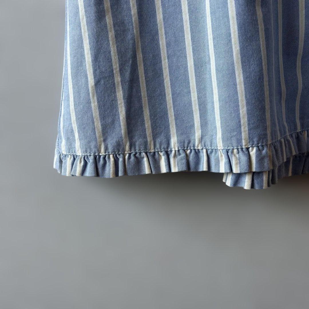 BURBERRY シャツワンピース ストライプ ベルト付き(希少)ロゴ刺繍 38