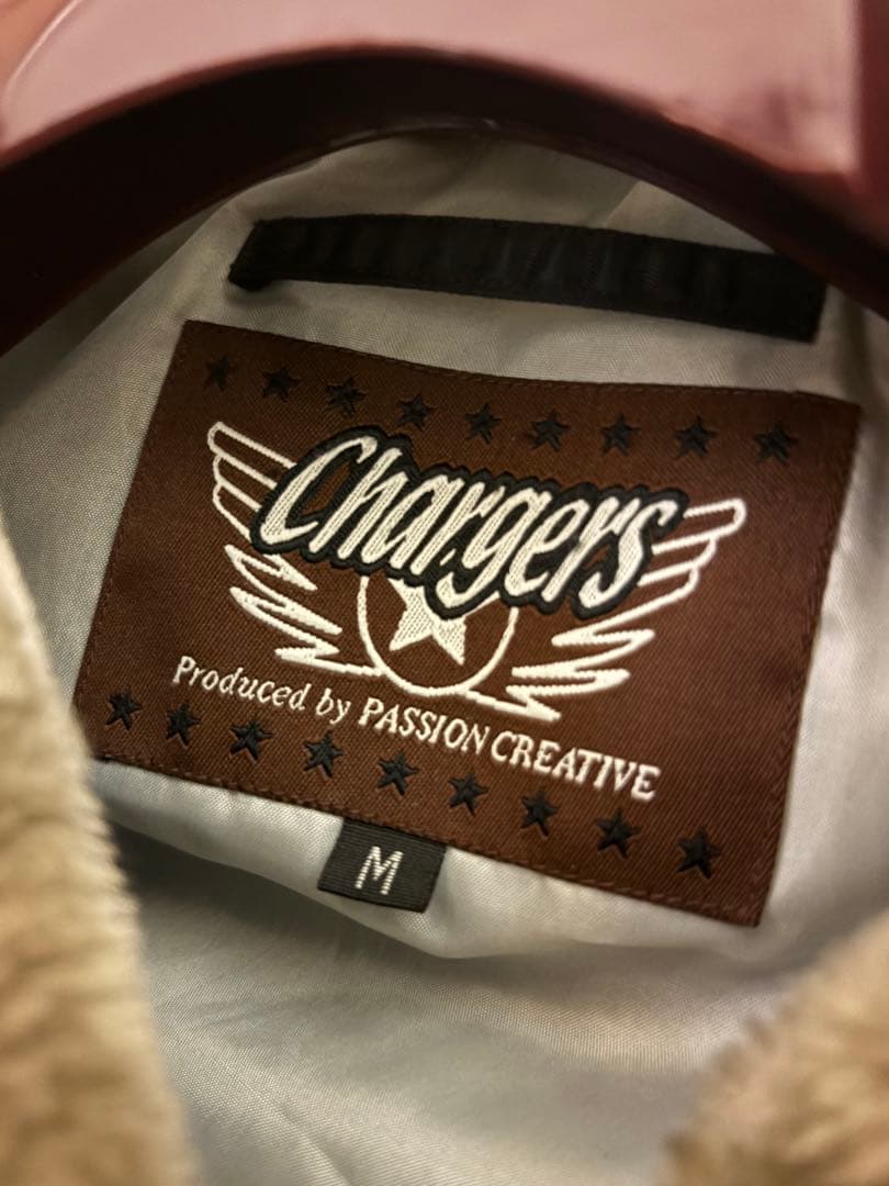 Chargers ボア襟 MA-1 フライトジャケットブラック 短丈 ミリタリー