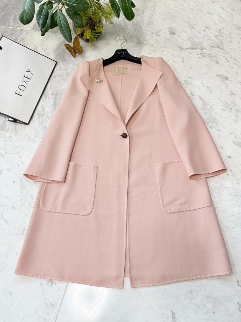 新品同様★定価15万★FOXEYフォクシーコート ヴォヤージュダブルフェイス38