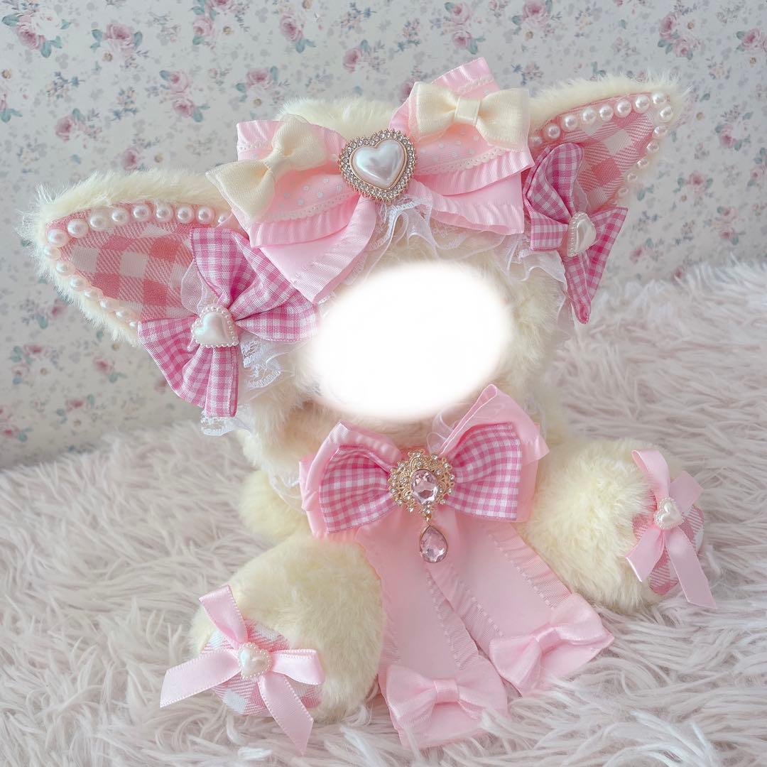 ♡お座り１６ｃｍぬい服♡猫の着ぐるみ♡ゆめかわおすわりぬいぐるみ♡ピンクイエロー