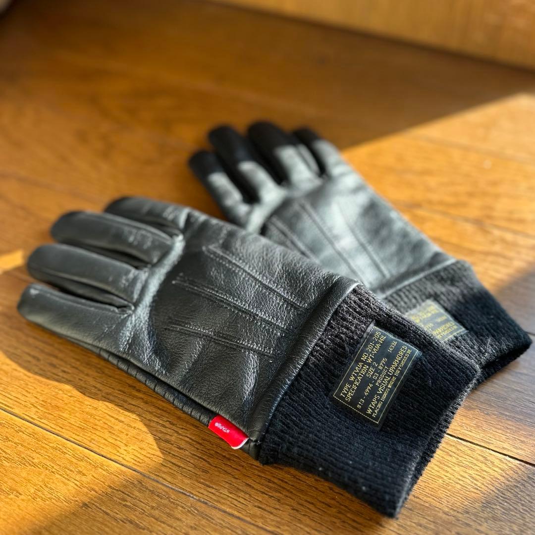 美品 WTAPS GLOVE LEATHER COW グローブ レザー ブラック