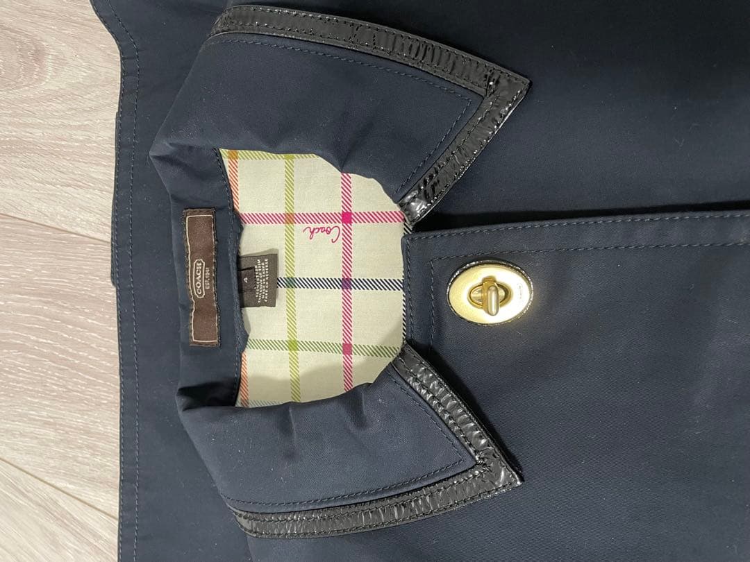 COACH ネイビー トレンチコート コットン混紡