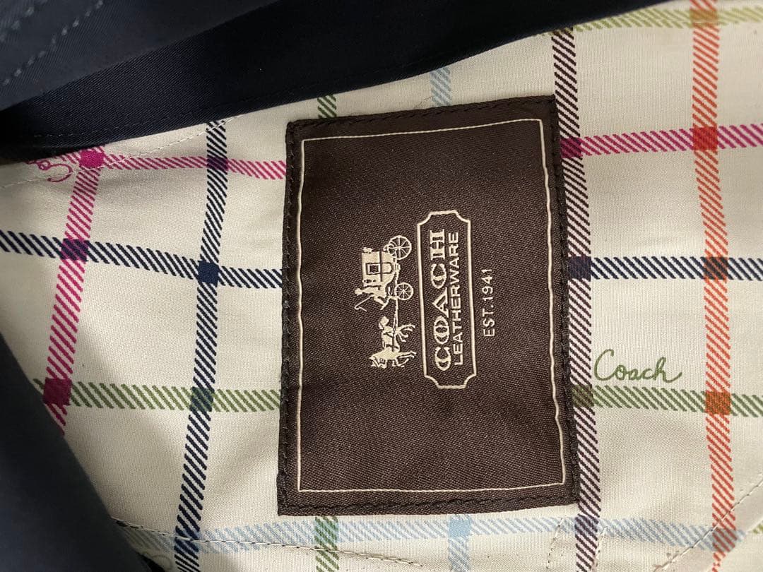 COACH ネイビー トレンチコート コットン混紡