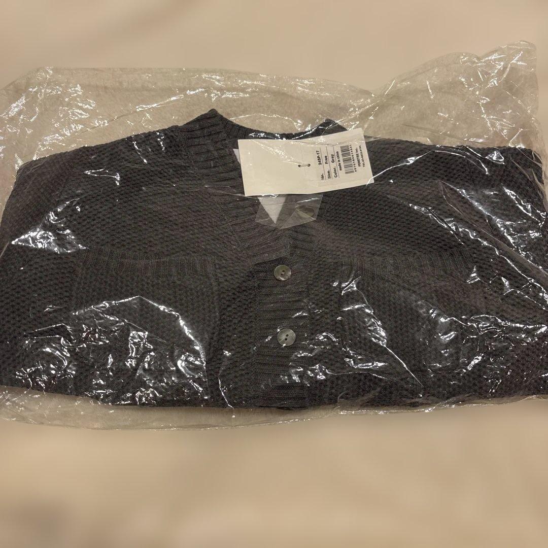 トップス basket knit cardigan Gray
