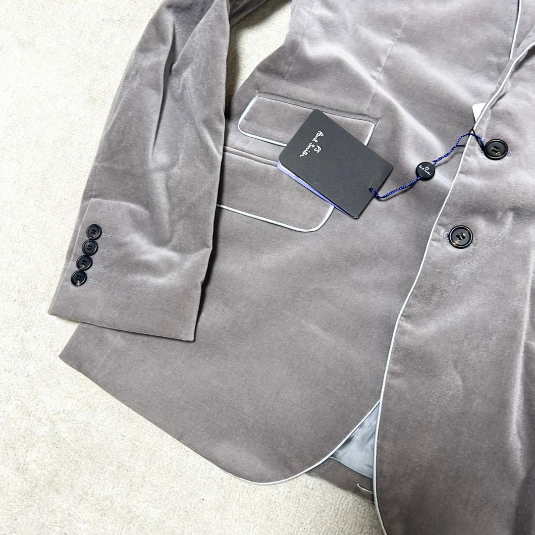 新品タグ付き　PaulSmith ベロアテーラードジャケット　グレー　パイピング