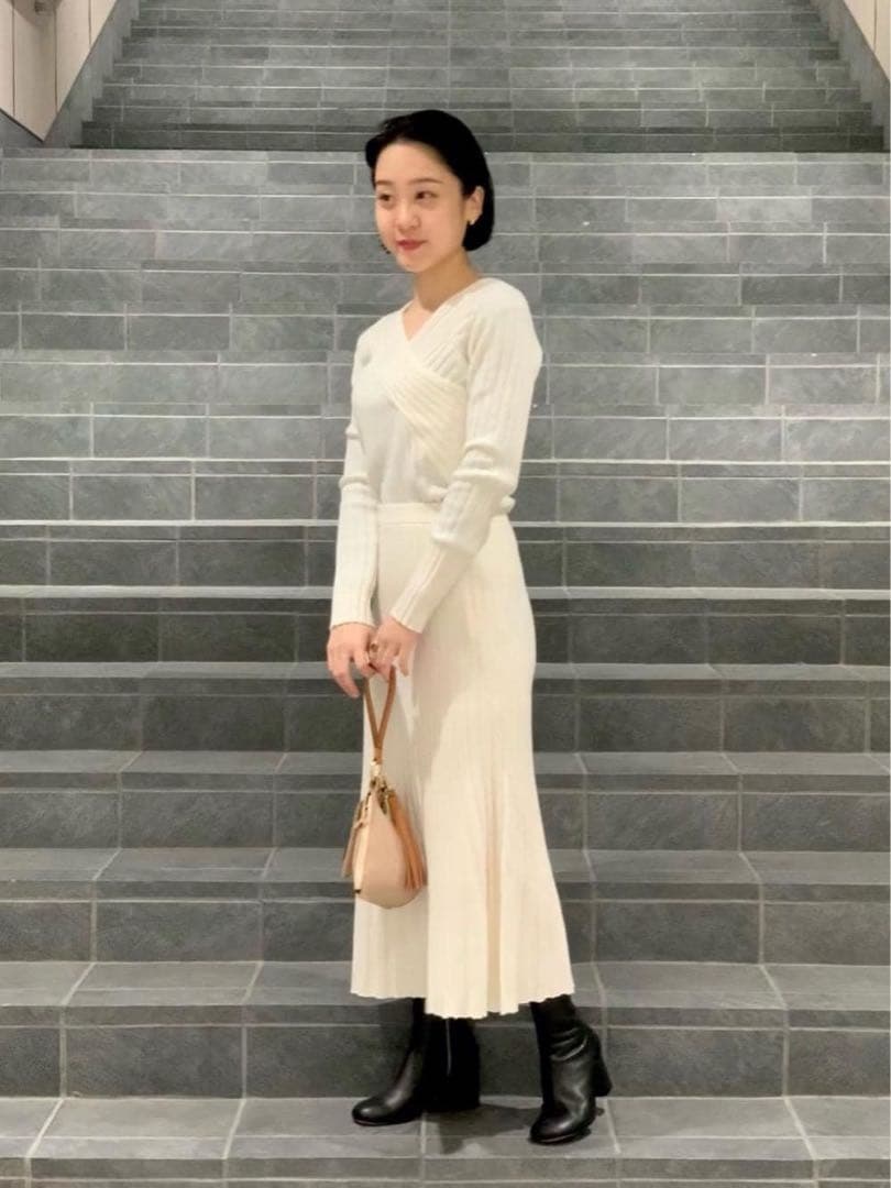 【新品】リブフレアスカート ホワイト UNITED ARROWS ¥18,700