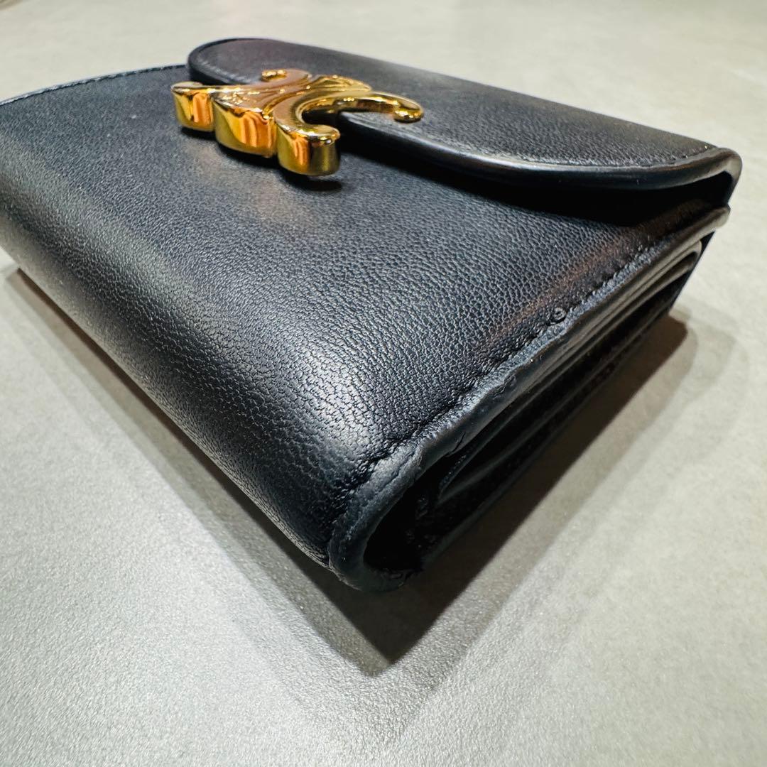 CELINE セリーヌ　スモールフラップウォレット　トリオンフ　ブラック
