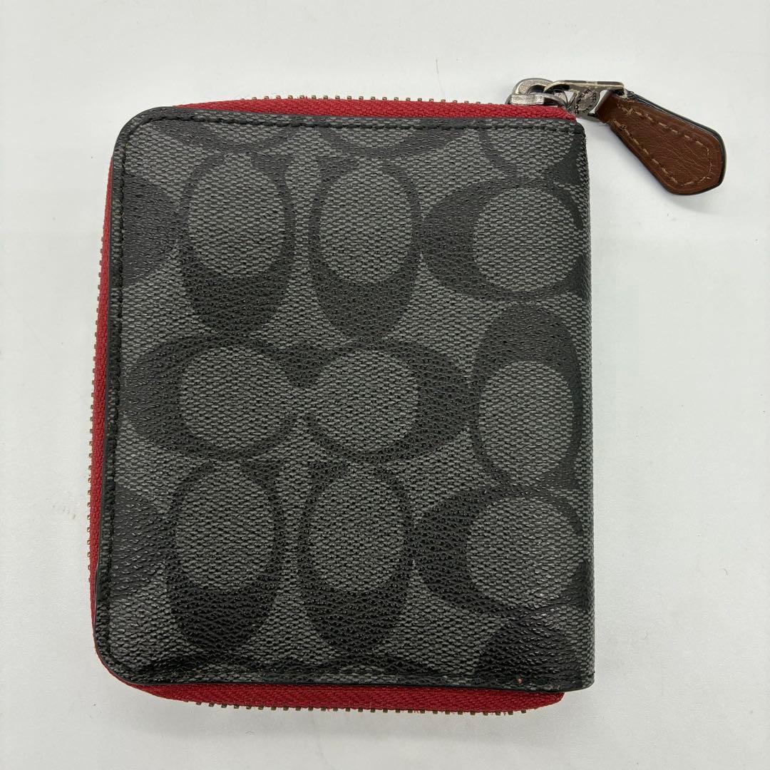 極美品】コーチ COACH 二つ折り財布 ラウンドファスナー ブラック 237
