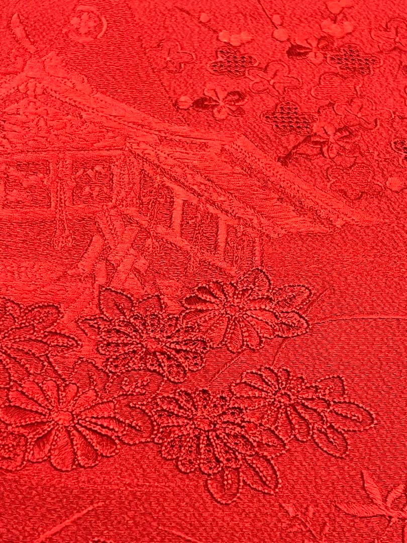 刺繍入り　色無地　振り袖　フルセット　別誂長襦袢　服部袋帯　成人式　鉾　800