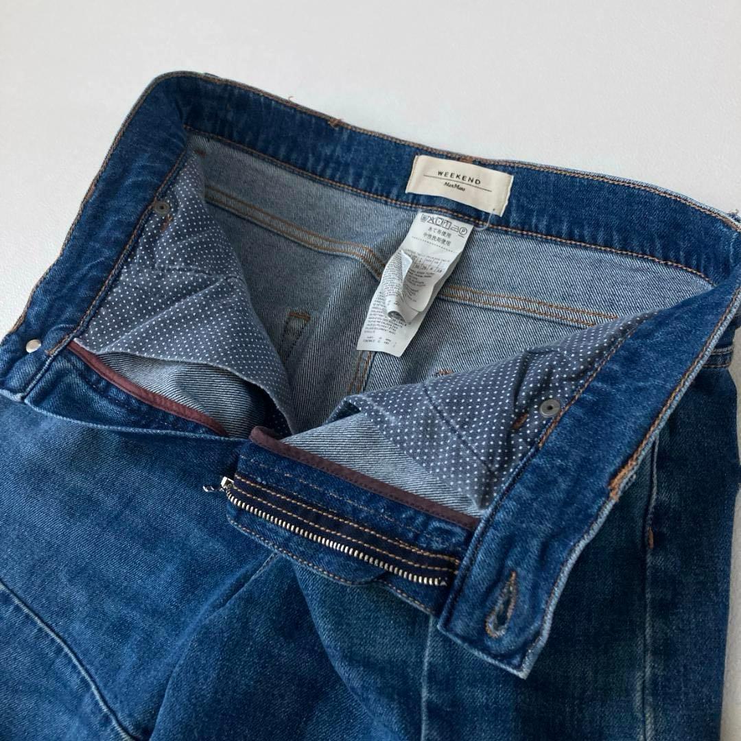 【美品】Max Mara　近年モデル アシンメトリー デニムパンツ ストレッチ