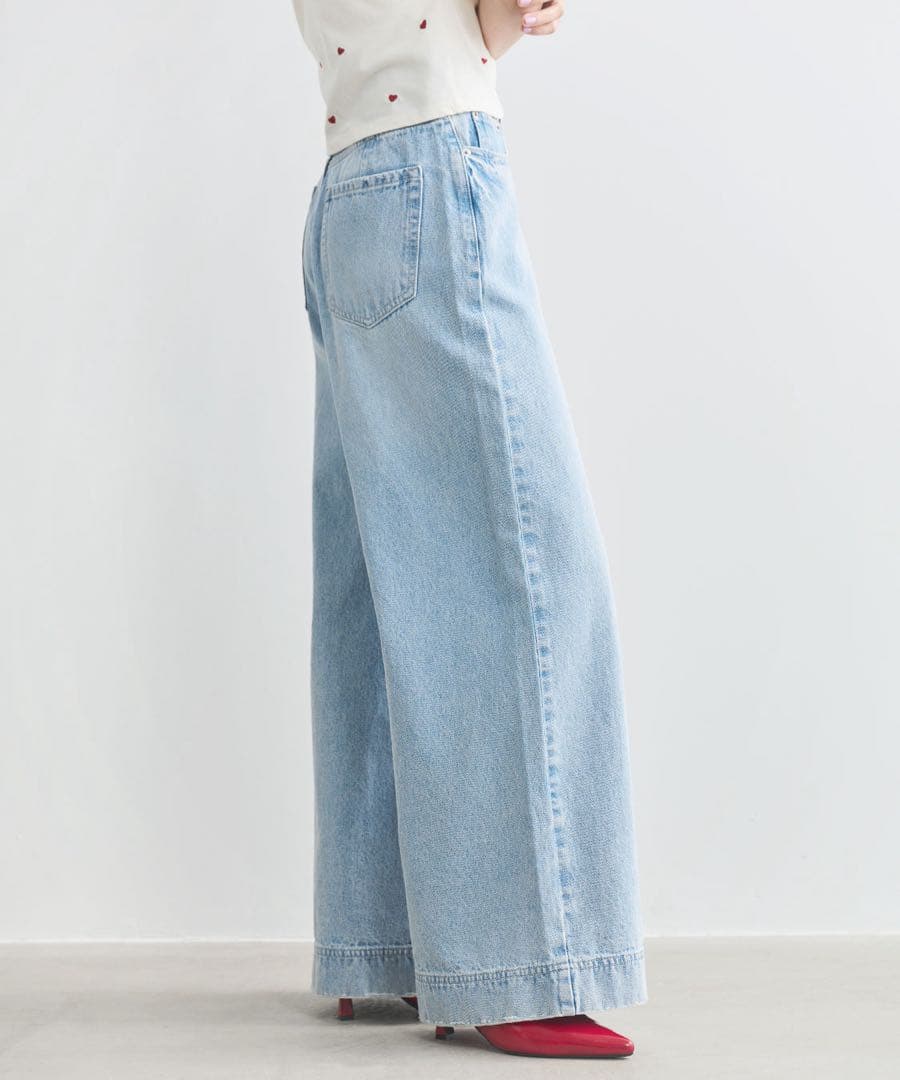 新品 未使用*フレアワイドデニムパンツ