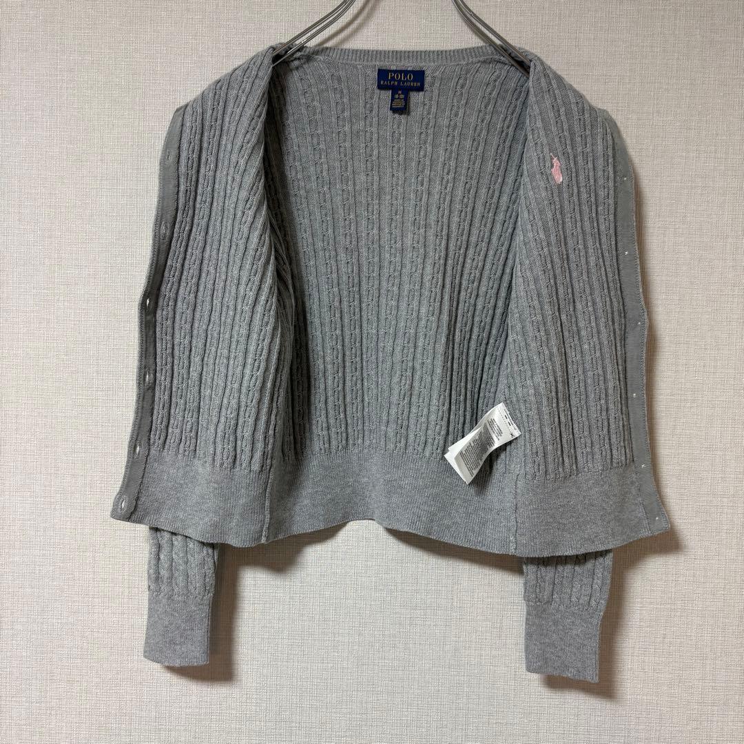 ポロラルフローレンコットンニットカーディガンキッズMグレー系