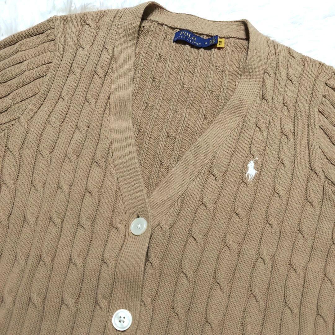 近年 ポロラルフローレン カーディガン ケーブルニット コットン ポニー刺繍 M