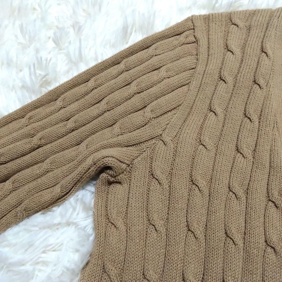 近年 ポロラルフローレン カーディガン ケーブルニット コットン ポニー刺繍 M