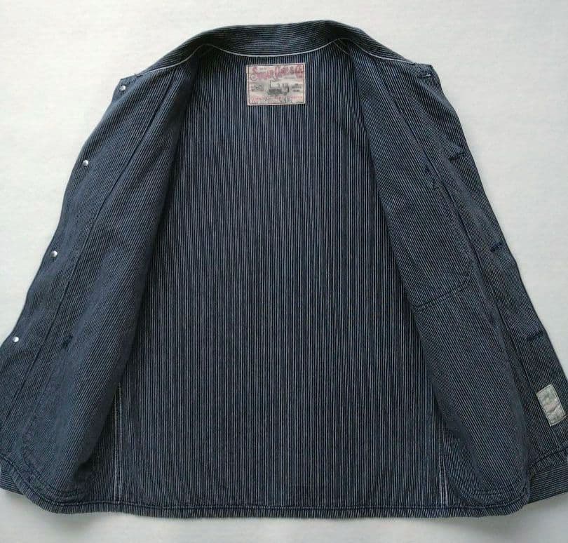 シュガーケーン 9oz インディゴストライプ ワークコート SC13527 M