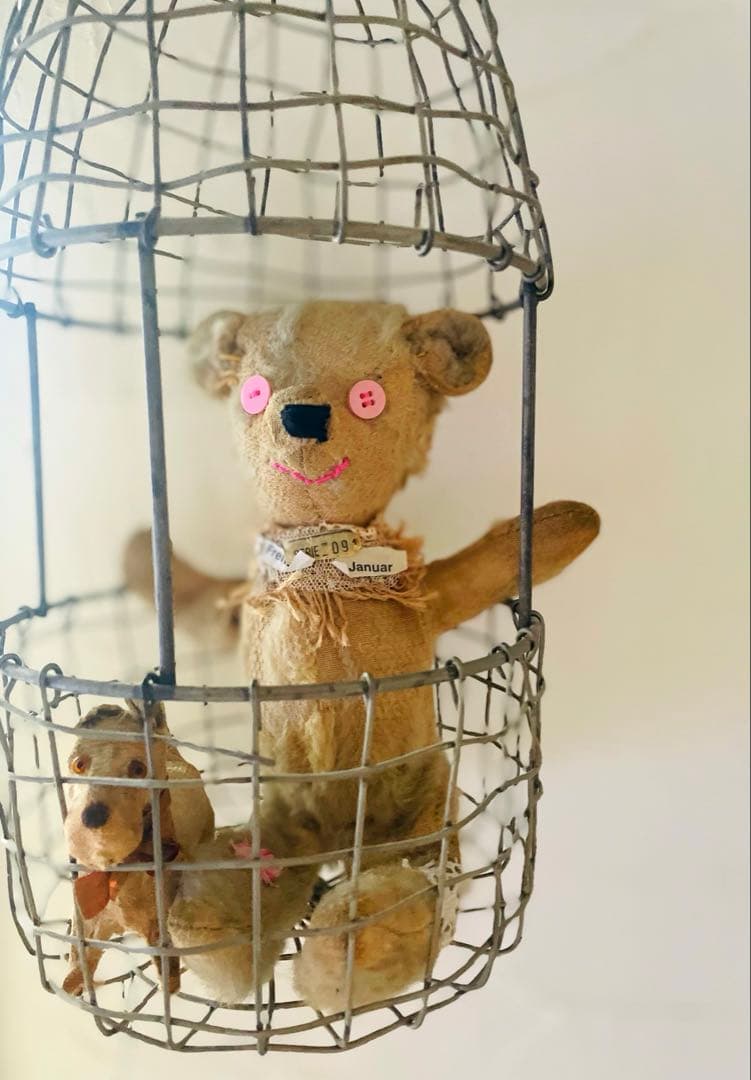 バ*猫様 唯一無二　アンティークベア　襤褸ちゃん　ピンク　ボロ　ヴィンテージベア