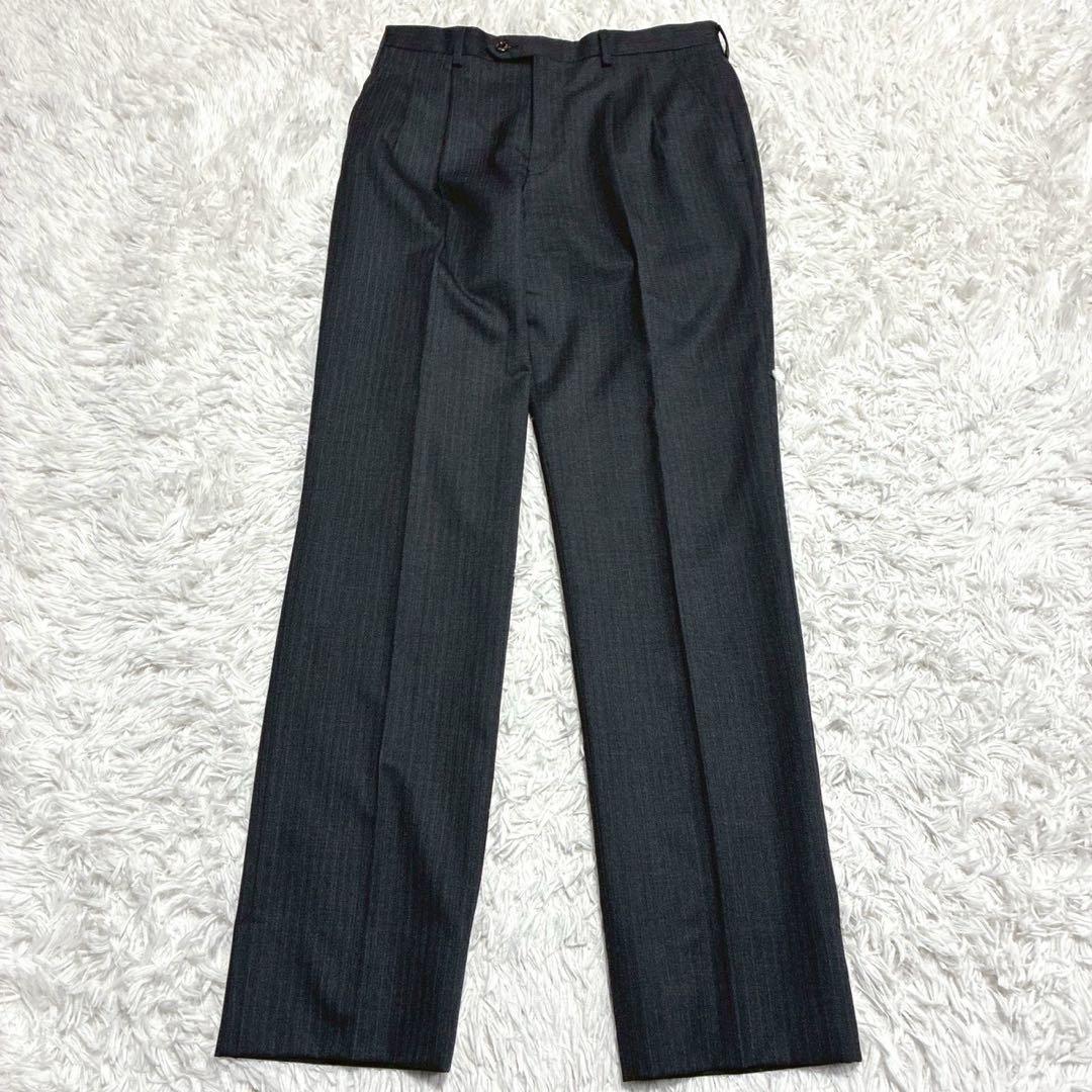 カシミヤ⭐️MCM スーツ セットアップ パイピング　ロゴ刻印 グレー L相当