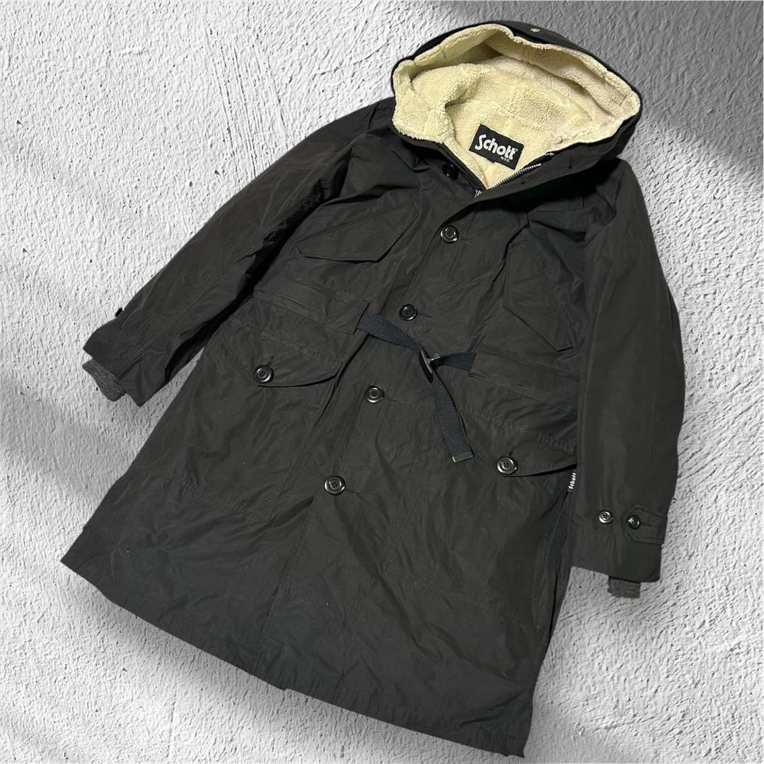 schott ショット　モッズコート　ナイロンミリタリーコート　ライナー付き　L