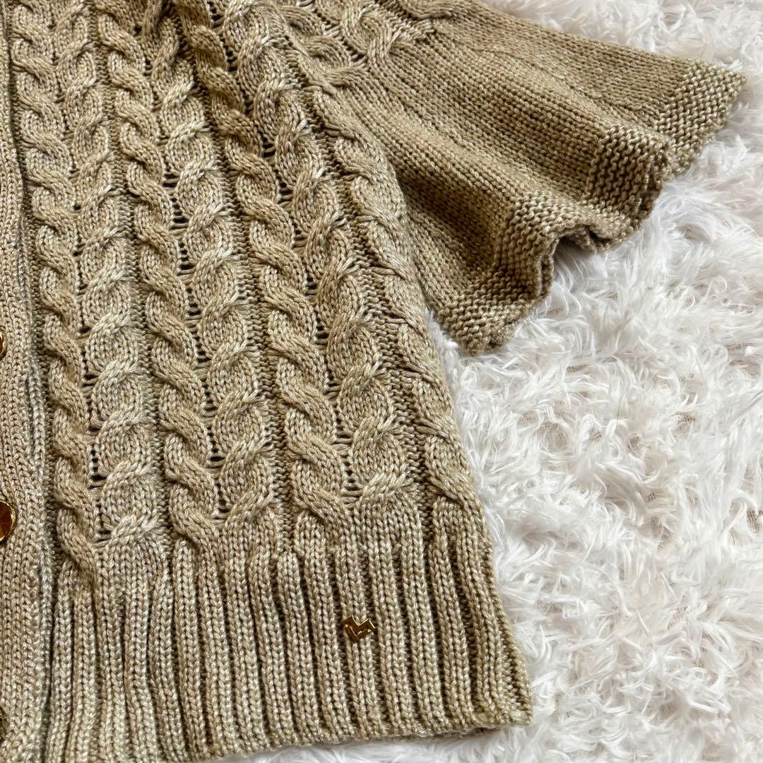 新品　MARIO VALENTINO ケーブル編み　デザインカーディガン　LL