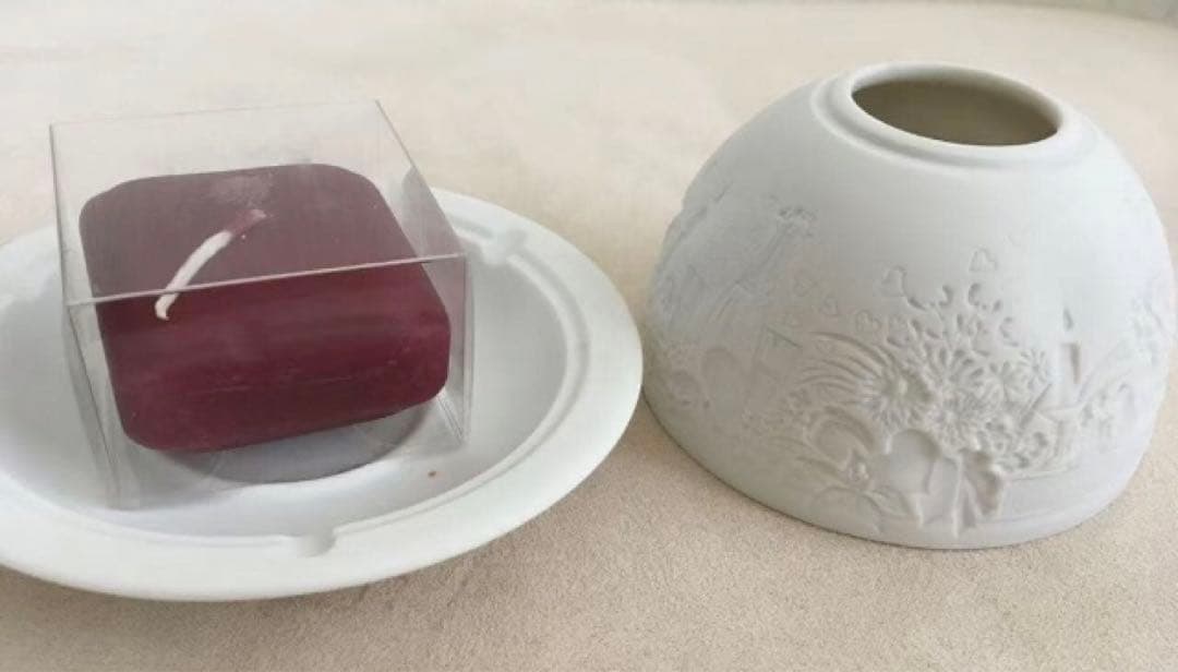 値下げlimogesフランス製￼磁器￼の天使ランプキャンドル付き￼ 美品レア物￼