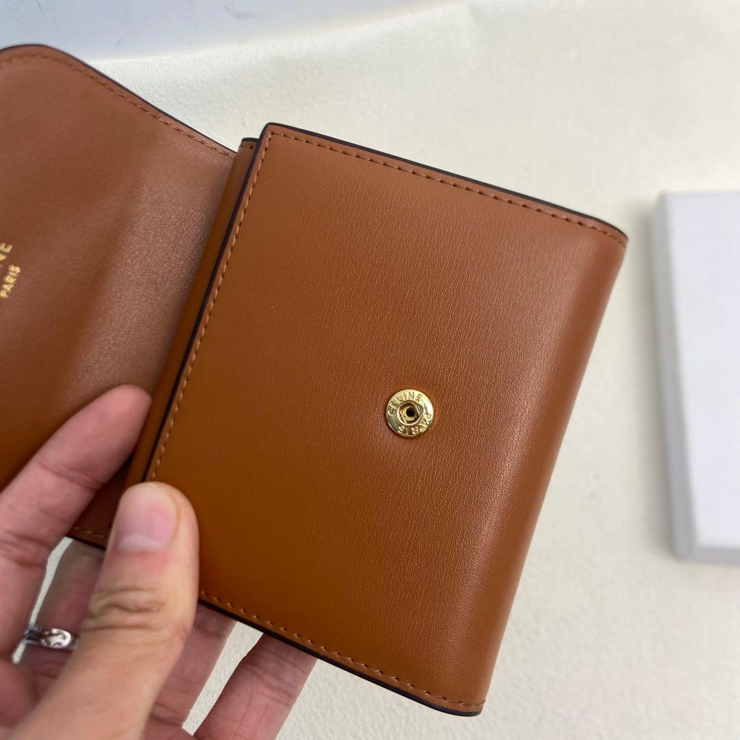 CELINE トリオンフ レザー 三つ折り財布 ブラウン フリーサイズ 中古品