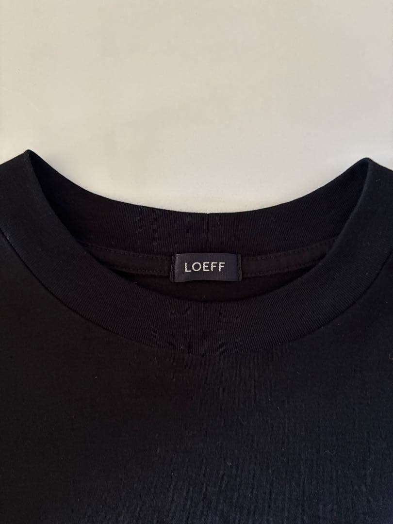＜LOEFF＞コットン クレセントスリーブ Tシャツ　ブラック