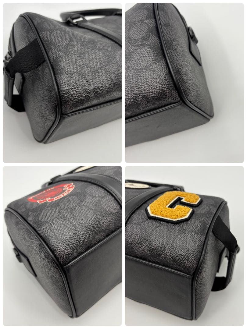 COACH コーチ 2WAY ボストンバッグ 黒 PVC レザー ショルダー付