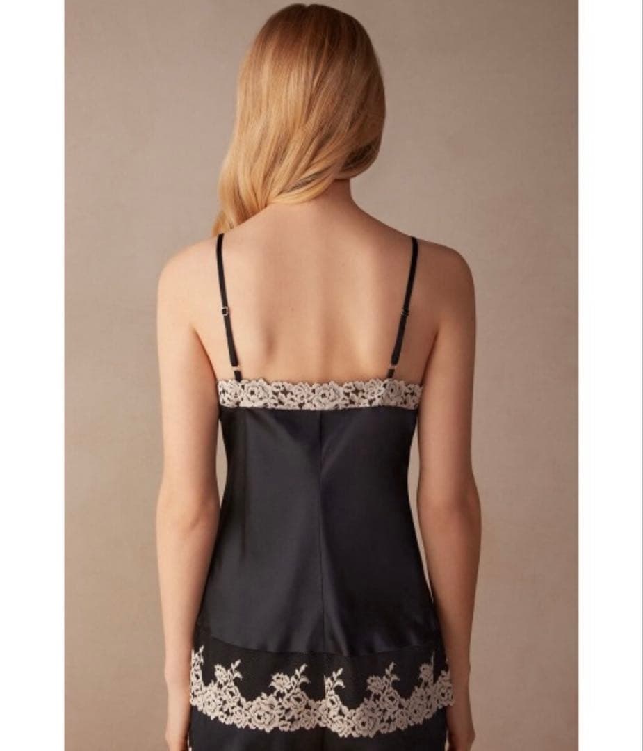 ✨intimissimi✨ ブラック シルク レース キャミソール　S