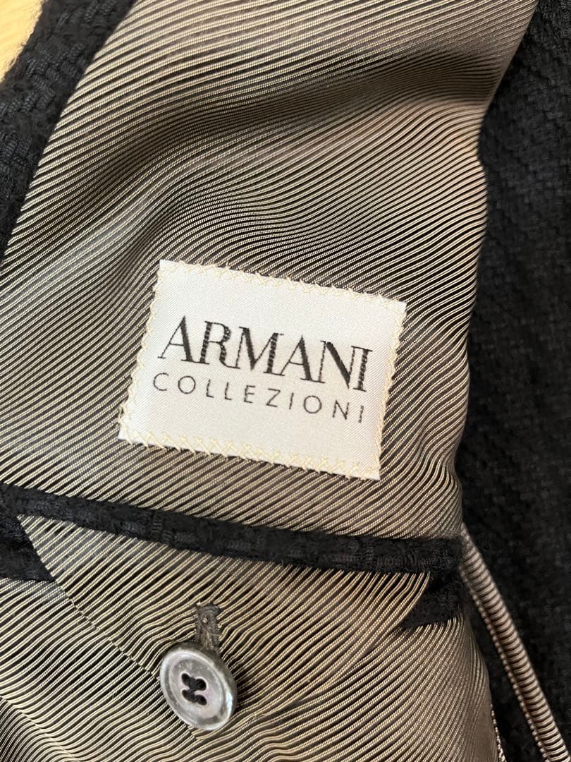 ARMANI アルマーニ テーラードジャケット 46 ブラック 千鳥柄 メンズ