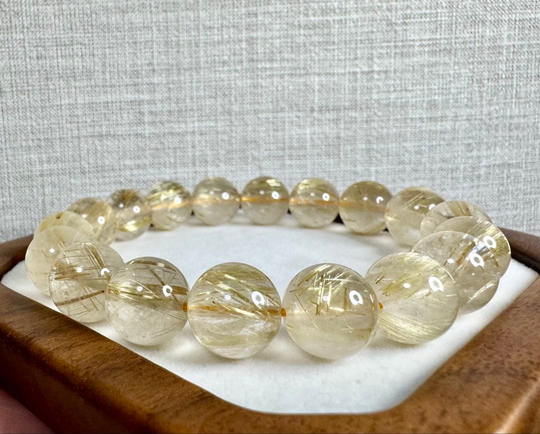 Pure Gold 上質•ゴールドルチルクォーツ ブレスレット パワーストーン