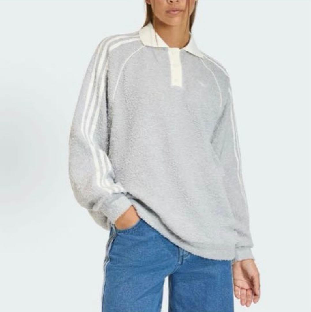 Adidas ブークレ ストライプ 長袖ポロ レディース KS7791 XS