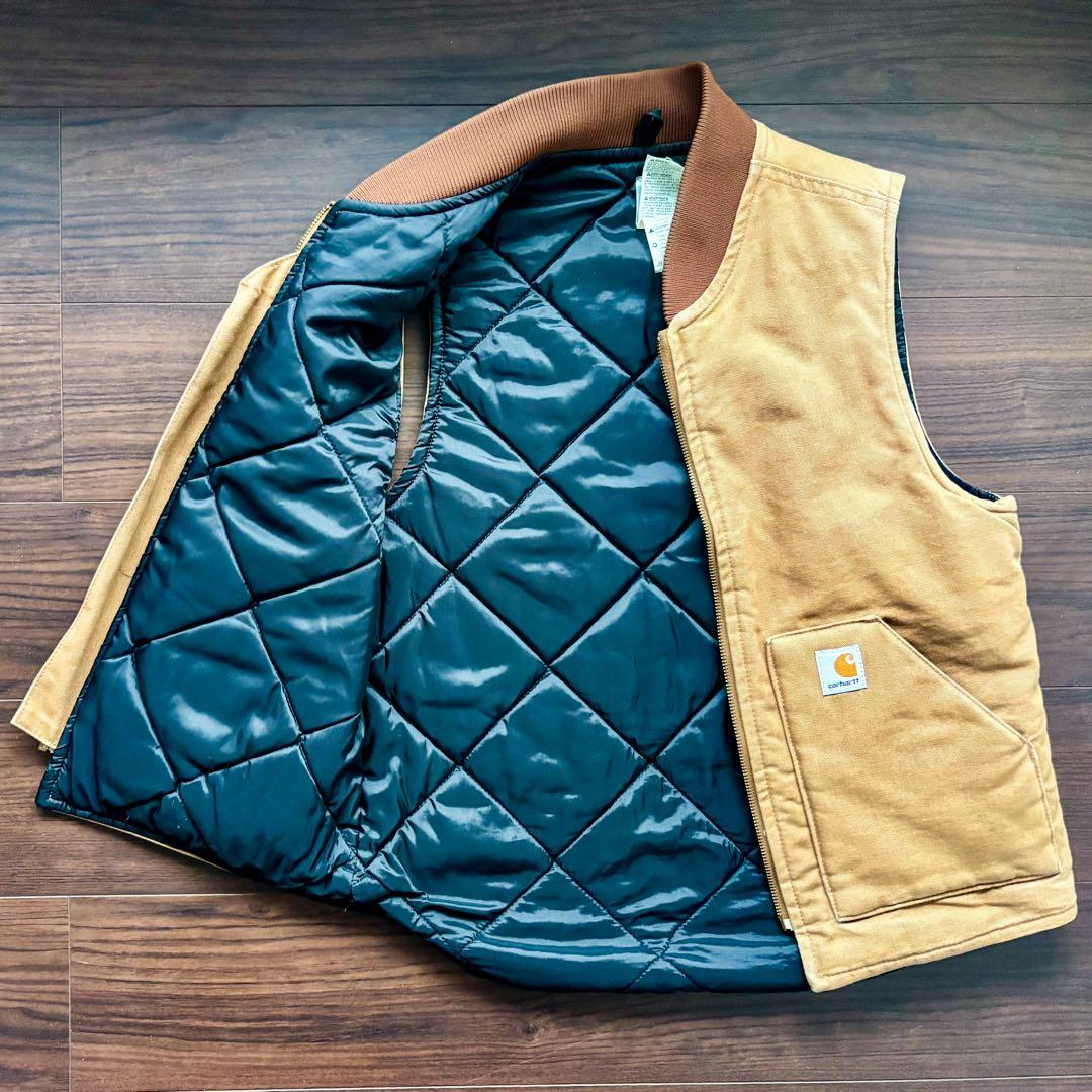 【メキシコ製07年1月】Sサイズ Carhartt ダックベスト ブラウン 古着