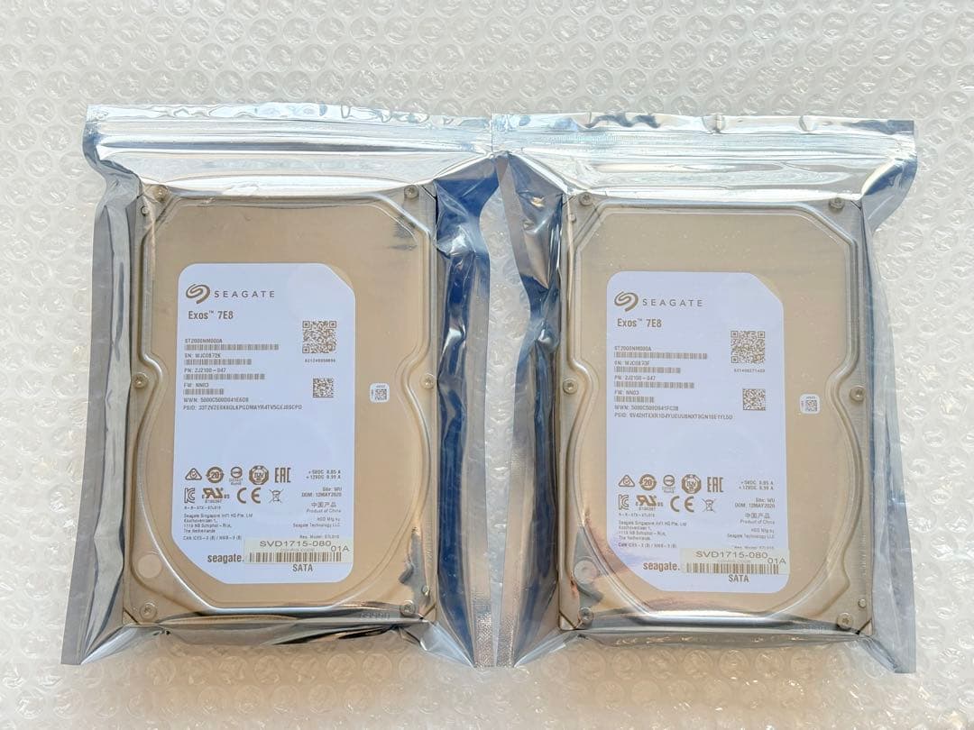 SEAGATE EXOS 7E8 SATA HDD 2TBx2台(合計4TB)
