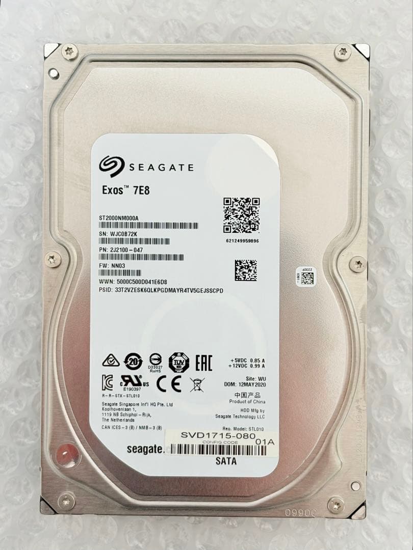 SEAGATE EXOS 7E8 SATA HDD 2TBx2台(合計4TB)