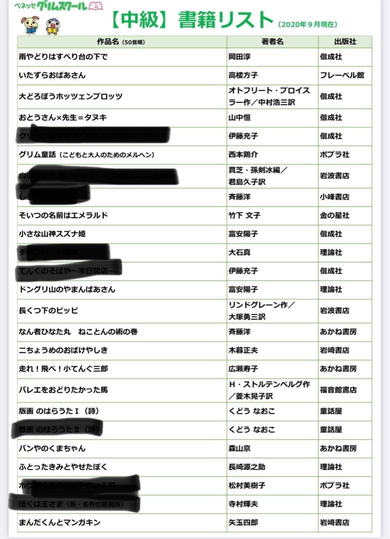 ベネッセグリムスクール中級（小学校中学年向け）17冊